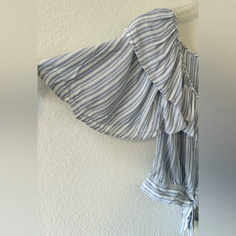 Free People Cottagecore‎ Coastal Striped Rosemary Ruffle Top SZ SM